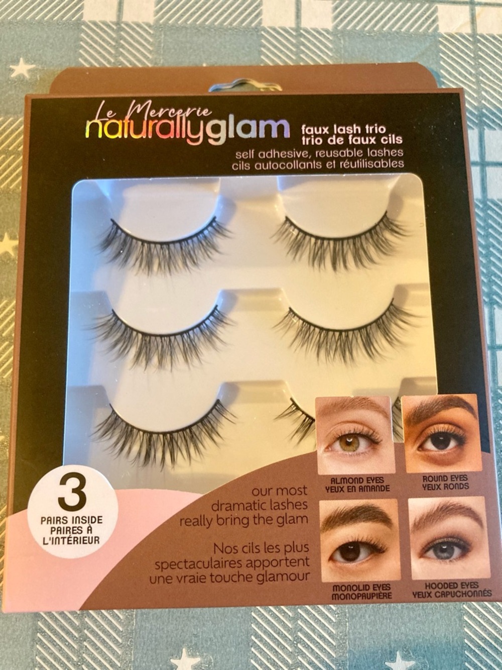Naturally Glam Faux Lashes Reuseable self adhesive Lashes 3 Pack